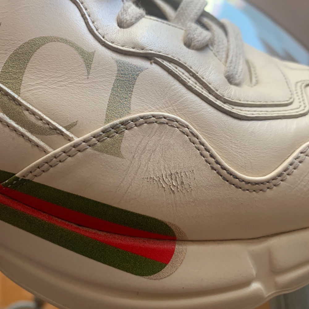 Gucci Rhyton Logo Leather Sneakers men 7 EUC - Picture 9 of 12